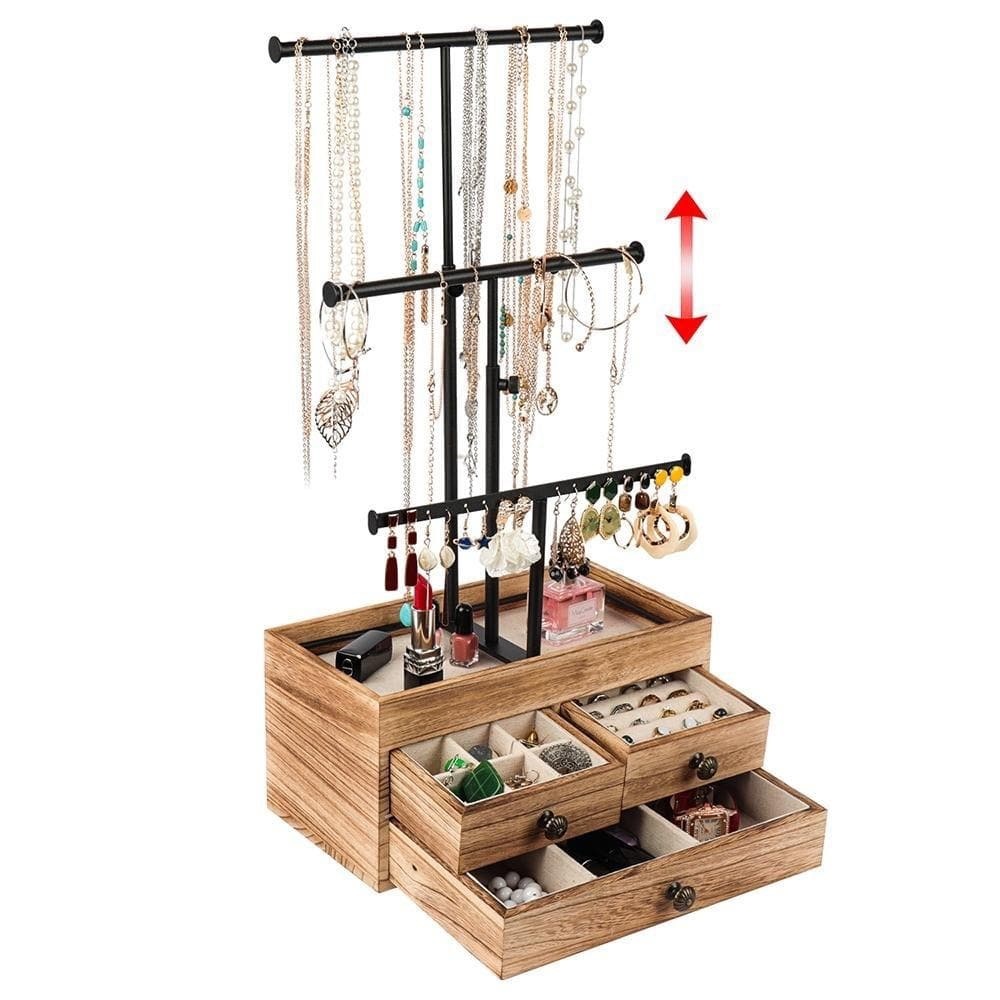 3 Tier Jewelry Organizer Adjustable Black Metal Stand
Display Carbonized Black